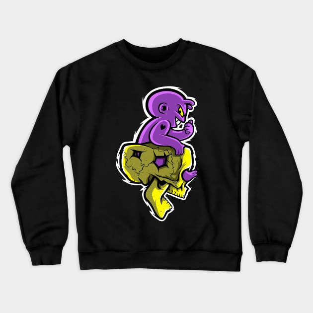 Skull baby Alien Crewneck Sweatshirt by albertocubatas